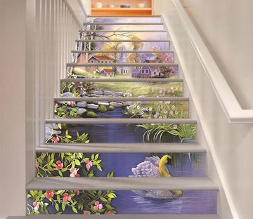 3D Beautiful Village 1320 Stair Risers Wallpaper AJ Wallpaper 