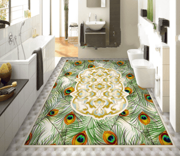 3D Peacock Feathers Floor Mural Wallpaper AJ Wallpaper 2 