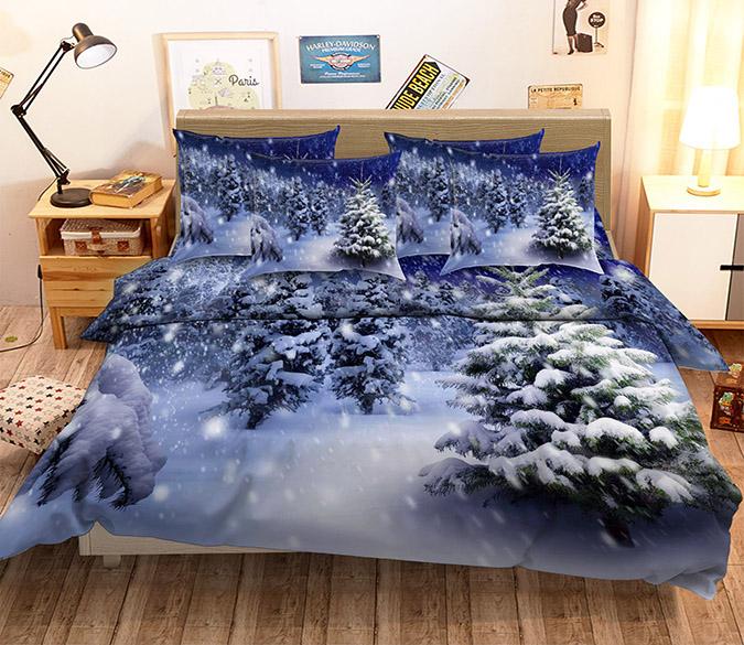 3D Snowing Forest 68 Bed Pillowcases Quilt Wallpaper AJ Wallpaper 