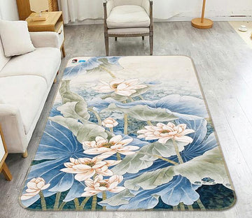3D Lotus Flowers 140 Non Slip Rug Mat Mat AJ Creativity Home 