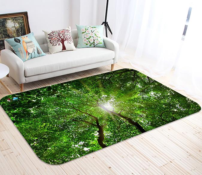 3D Forest Trees Top Sky 10 Non Slip Rug Mat Mat AJ Creativity Home 
