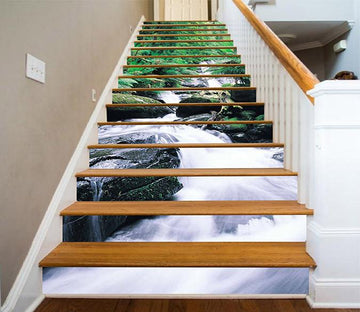 3D Green Forest Creek 1622 Stair Risers Wallpaper AJ Wallpaper 