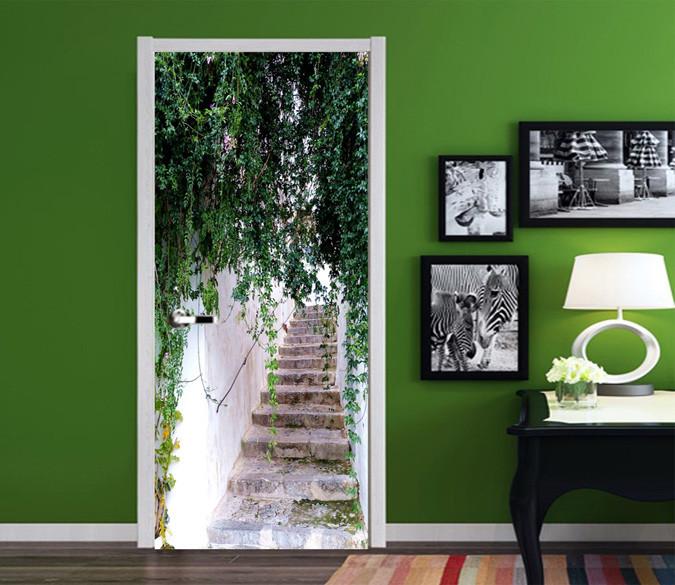 3D Stairway Green Vine 27 Door Mural Wallpaper AJ Wallpaper 