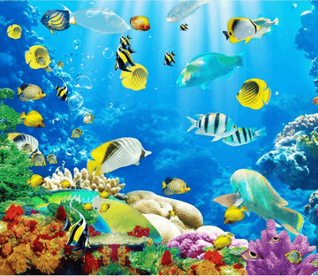 3D Colored Fishes Floor Mural Wallpaper AJ Wallpaper 2 