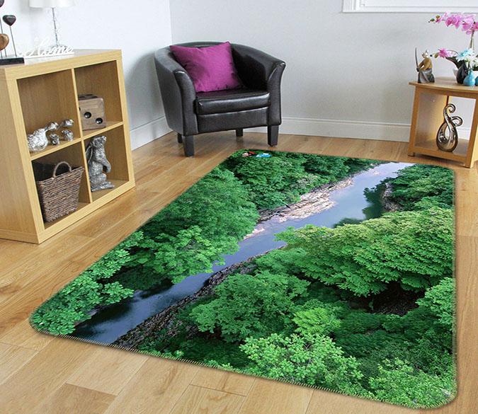 3D Mountain Forest River 195 Non Slip Rug Mat Mat AJ Creativity Home 