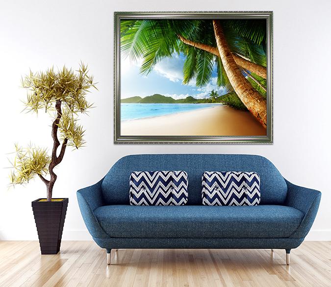 3D Coconut Beach 034 Fake Framed Print Painting Wallpaper AJ Creativity Home 