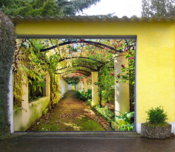 3D Flowers Corridor 301 Garage Door Mural Wallpaper AJ Wallpaper 