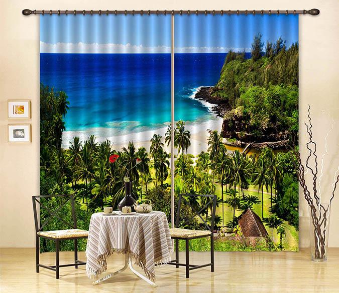3D Seaside Scenery Curtains Drapes Wallpaper AJ Wallpaper 