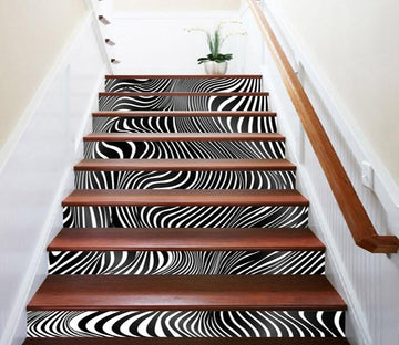 3D Fluctuating Stripes 1301 Stair Risers Wallpaper AJ Wallpaper 
