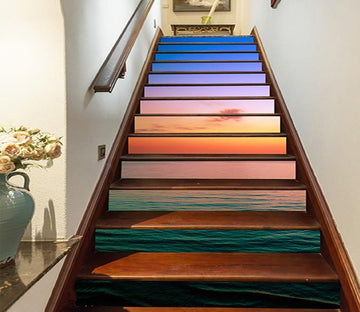 3D Sea Sunset Glow 1558 Stair Risers Wallpaper AJ Wallpaper 