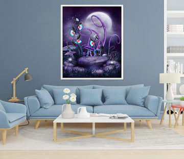 3D Moon Mushrooms 127 Fake Framed Print Painting Wallpaper AJ Creativity Home 