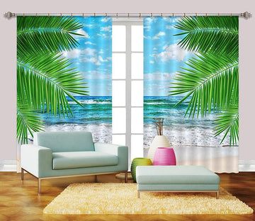 3D Beach Coconut Leaves 2264 Curtains Drapes Wallpaper AJ Wallpaper 