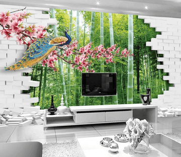 Bamboo Forest And Peacock Wallpaper AJ Wallpaper 