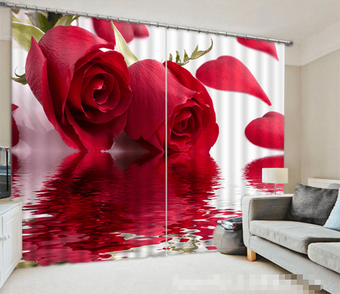 3D Bright Red Roses 1086 Curtains Drapes Wallpaper AJ Wallpaper 