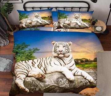 3D Stone Tiger 123 Bed Pillowcases Quilt Wallpaper AJ Wallpaper 