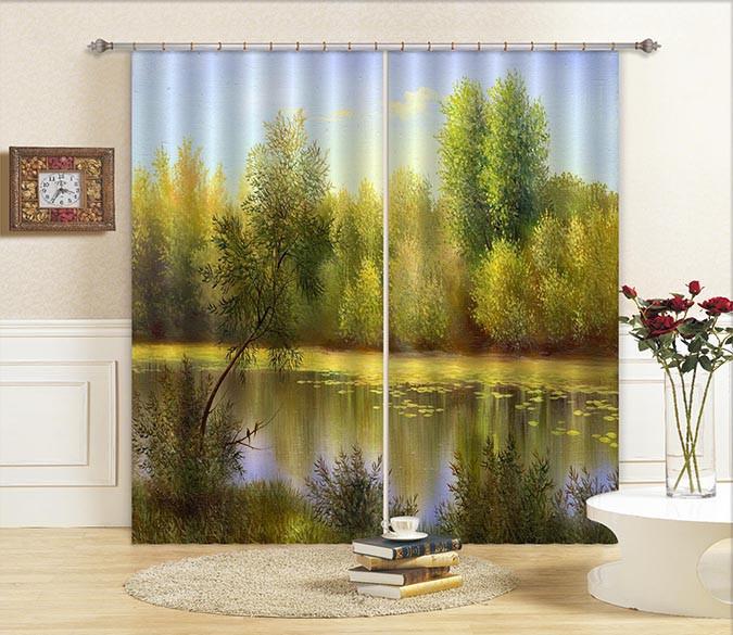 3D Lake Scenery 665 Curtains Drapes Wallpaper AJ Wallpaper 