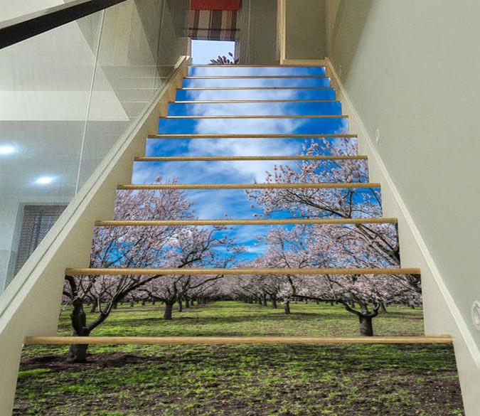 3D Flowering Trees 399 Stair Risers Wallpaper AJ Wallpaper 