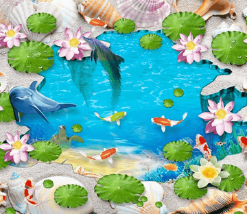 3D Colorful Beach Floor Mural Wallpaper AJ Wallpaper 2 