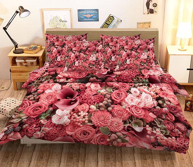 3D Red Flowers 50 Bed Pillowcases Quilt Wallpaper AJ Wallpaper 