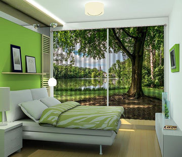 3D Lakeside Green Tree 524 Curtains Drapes Wallpaper AJ Wallpaper 