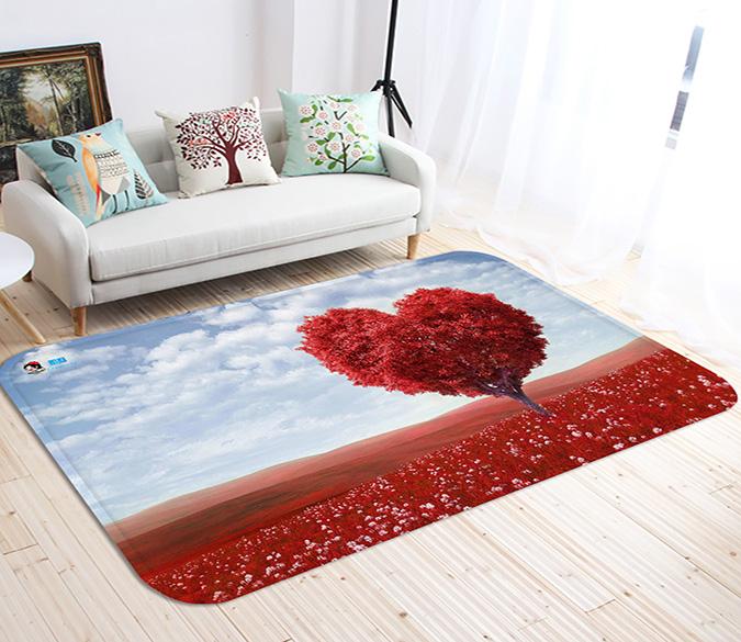 3D Red Heart Shaped Tree 49 Non Slip Rug Mat Mat AJ Creativity Home 