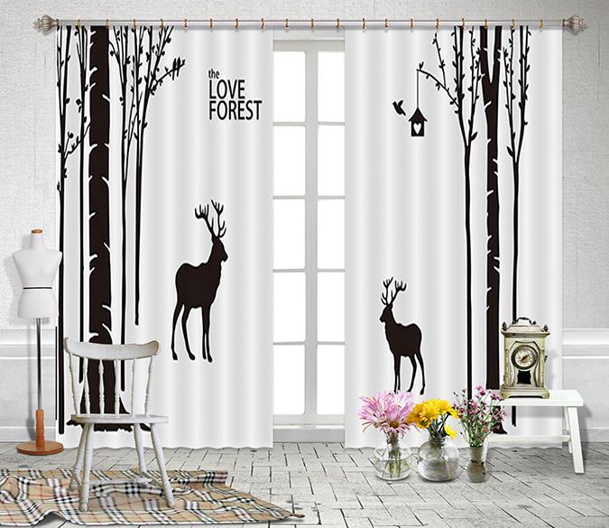 3D Trees Deers 2293 Curtains Drapes Wallpaper AJ Wallpaper 