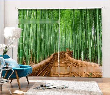 3D Bamboo Forest Stairway 2091 Curtains Drapes Wallpaper AJ Wallpaper 