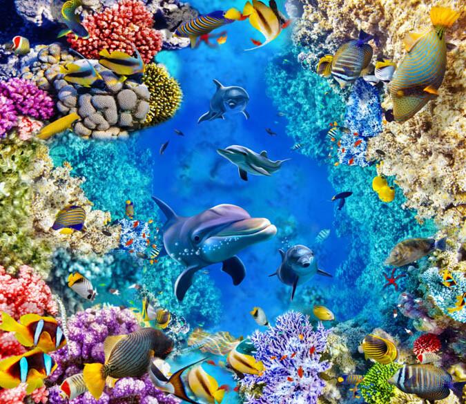 3D Bright Colorful Seabed Floor Mural Wallpaper AJ Wallpaper 2 