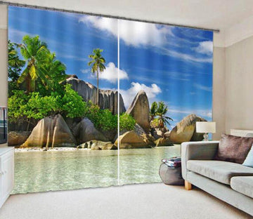 3D Seaside Stones 849 Curtains Drapes Wallpaper AJ Wallpaper 