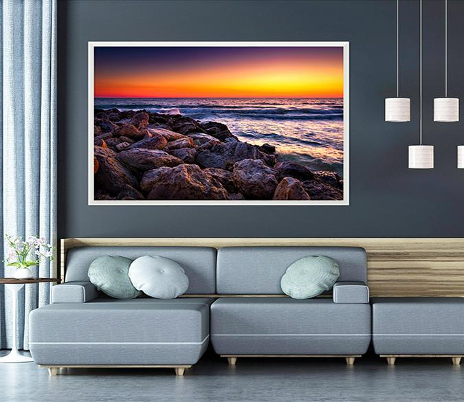 3D Dusk Waves 164 Fake Framed Print Painting Wallpaper AJ Creativity Home 