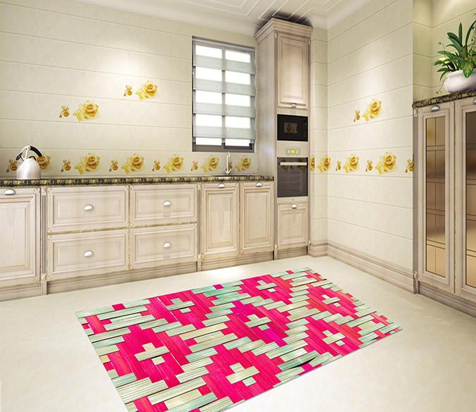 3D Color Bamboo Pattern Kitchen Mat Floor Mural Wallpaper AJ Wallpaper 