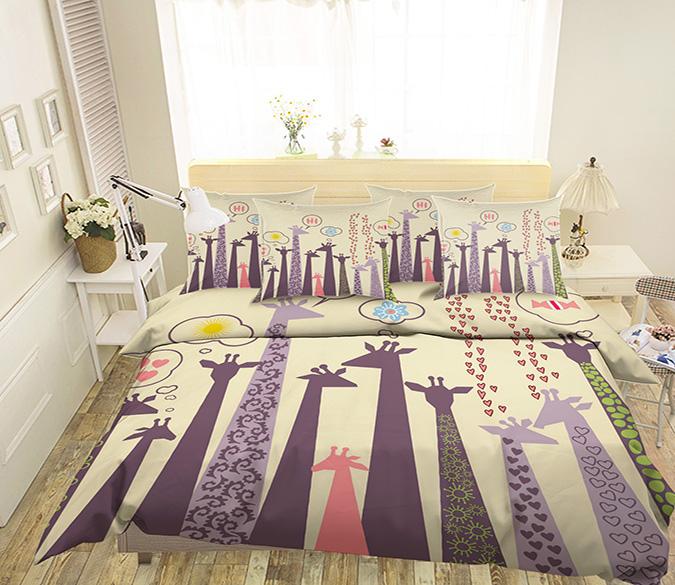 3D Cartoon Giraffes 94 Bed Pillowcases Quilt Wallpaper AJ Wallpaper 