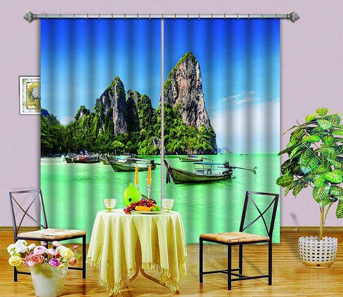 3D Sea Boats Scenery 596 Curtains Drapes Wallpaper AJ Wallpaper 