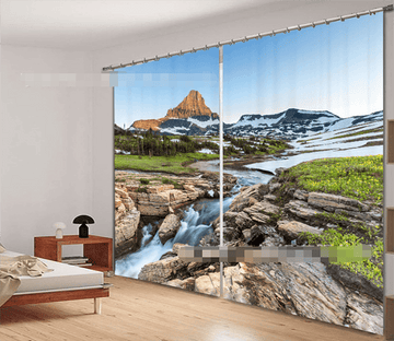 3D Snow Mountain River 2192 Curtains Drapes Wallpaper AJ Wallpaper 