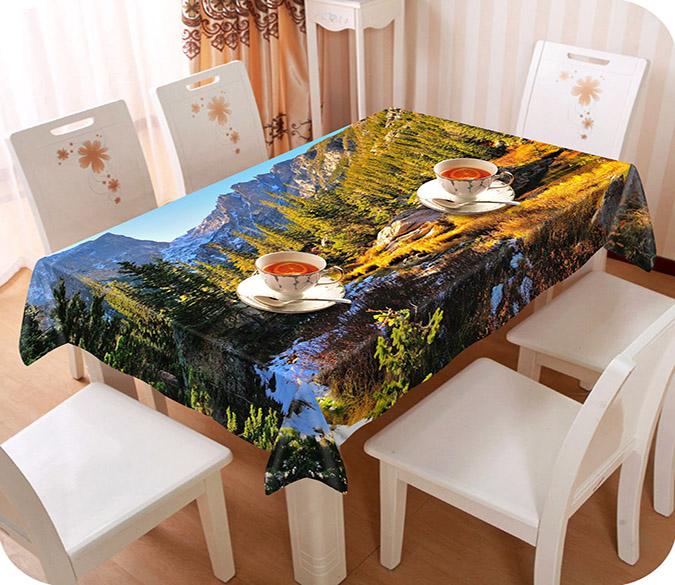3D Mountain Valley Scenery 733 Tablecloths Wallpaper AJ Wallpaper 