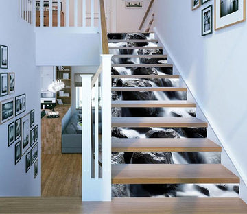 3D Stream Flowing Through Rocks 1407 Stair Risers Wallpaper AJ Wallpaper 