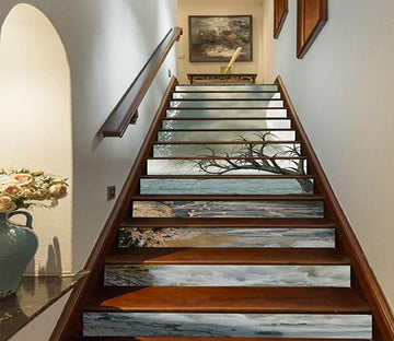 3D Seaside Bare Tree 948 Stair Risers Wallpaper AJ Wallpaper 
