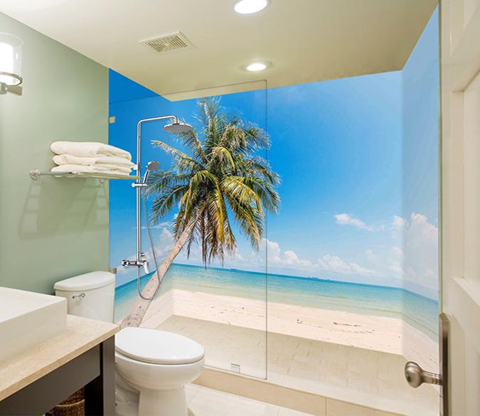 3D Blue Sea Beach 72 Bathroom Wallpaper Wallpaper AJ Wallpaper 