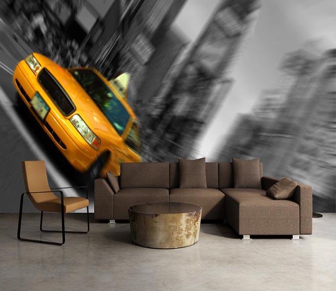 3D Yellow Taxi 716 Wallpaper AJ Wallpaper 