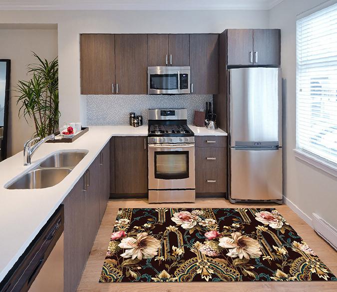 3D Flowers And Pattern 039 Kitchen Mat Floor Mural Wallpaper AJ Wallpaper 