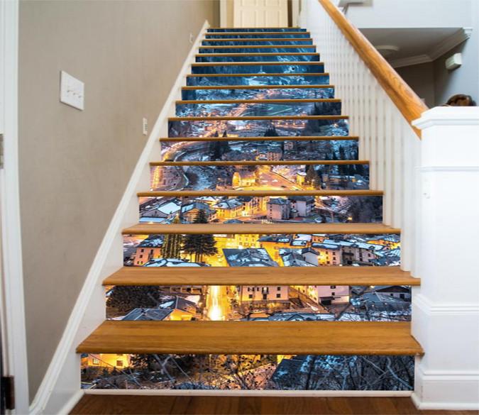 3D Pretty Valley Town 395 Stair Risers Wallpaper AJ Wallpaper 