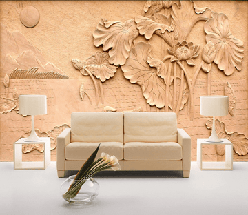 Lotus Pond Embossment Wallpaper AJ Wallpaper 