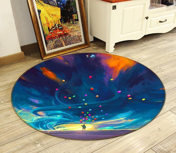 3D Flying Balloons 75 Round Non Slip Rug Mat Mat AJ Creativity Home 