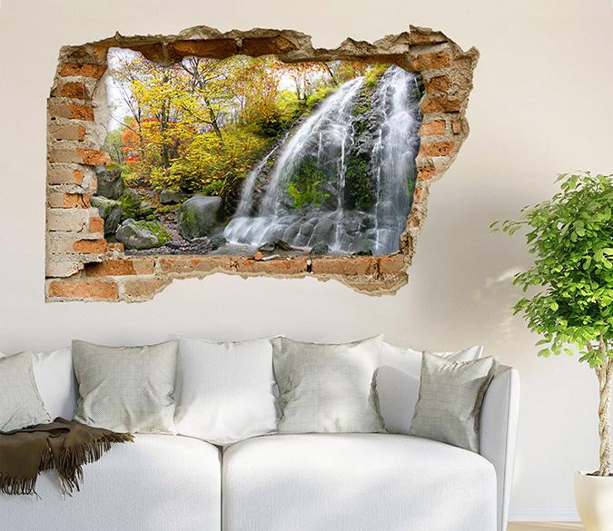 3D Mountain Waterfall 129 Broken Wall Murals Wallpaper AJ Wallpaper 