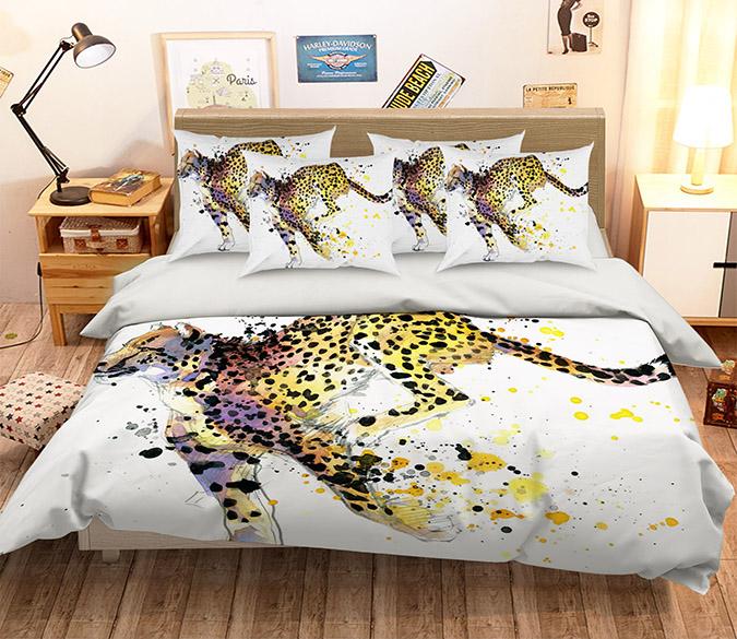3D Leopard Painting 180 Bed Pillowcases Quilt Wallpaper AJ Wallpaper 