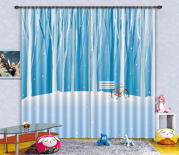 3D Snowing Forest Pattern 271 Curtains Drapes Wallpaper AJ Wallpaper 