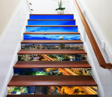 3D Dusk Bright City 1314 Stair Risers Wallpaper AJ Wallpaper 