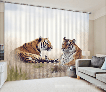 3D Resting Tigers 1262 Curtains Drapes Wallpaper AJ Wallpaper 