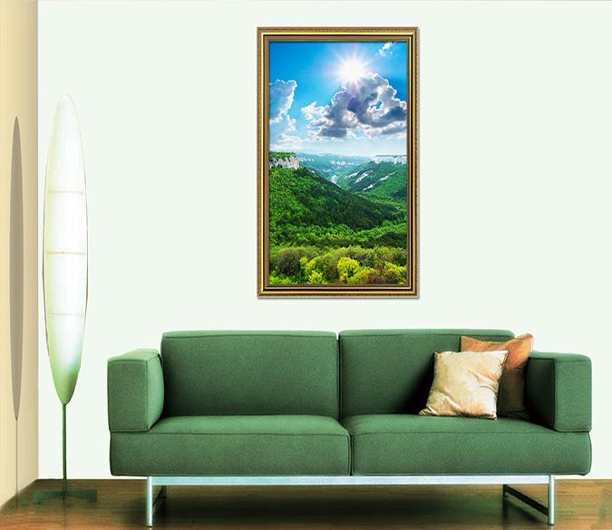 3D Forest Hill 034 Fake Framed Print Painting Wallpaper AJ Creativity Home 