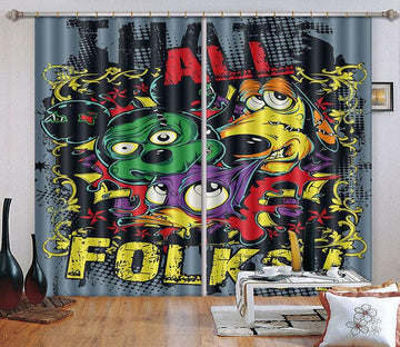 3D Funny Animals Pattern 2357 Curtains Drapes Wallpaper AJ Wallpaper 